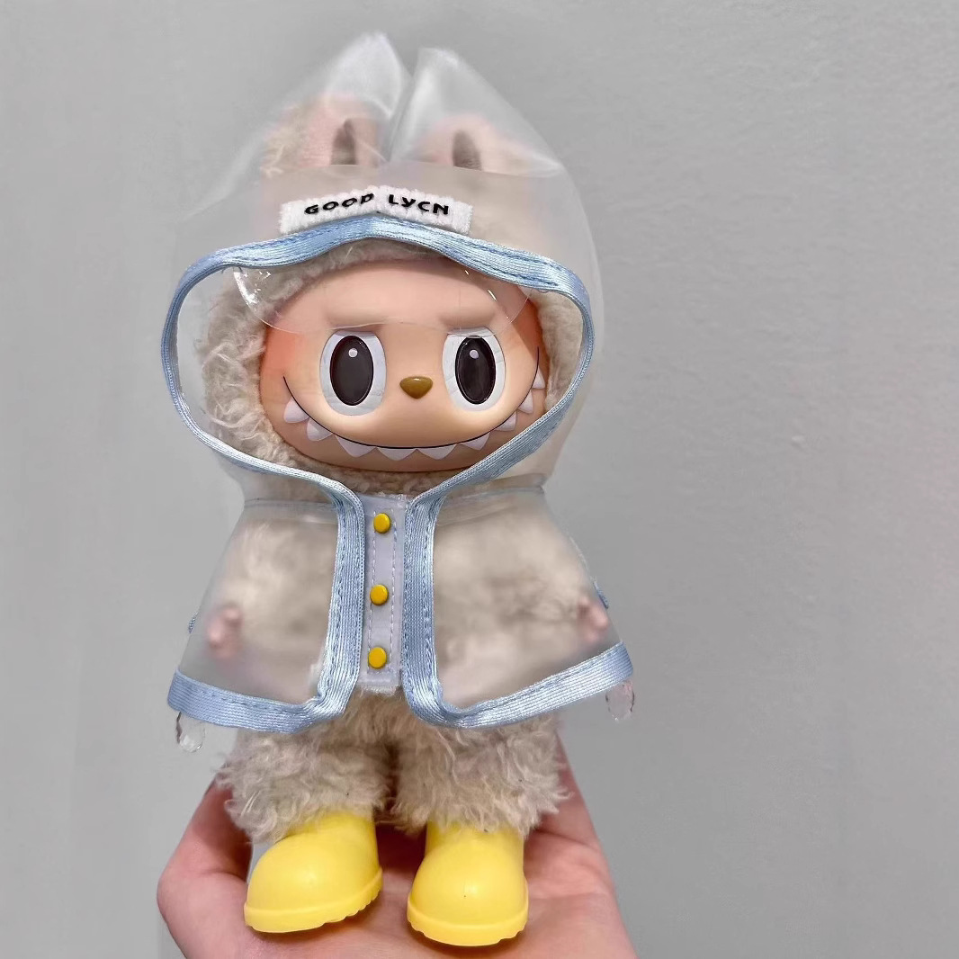 labubu baby clothes 15cm sit and sit raincoat accessories