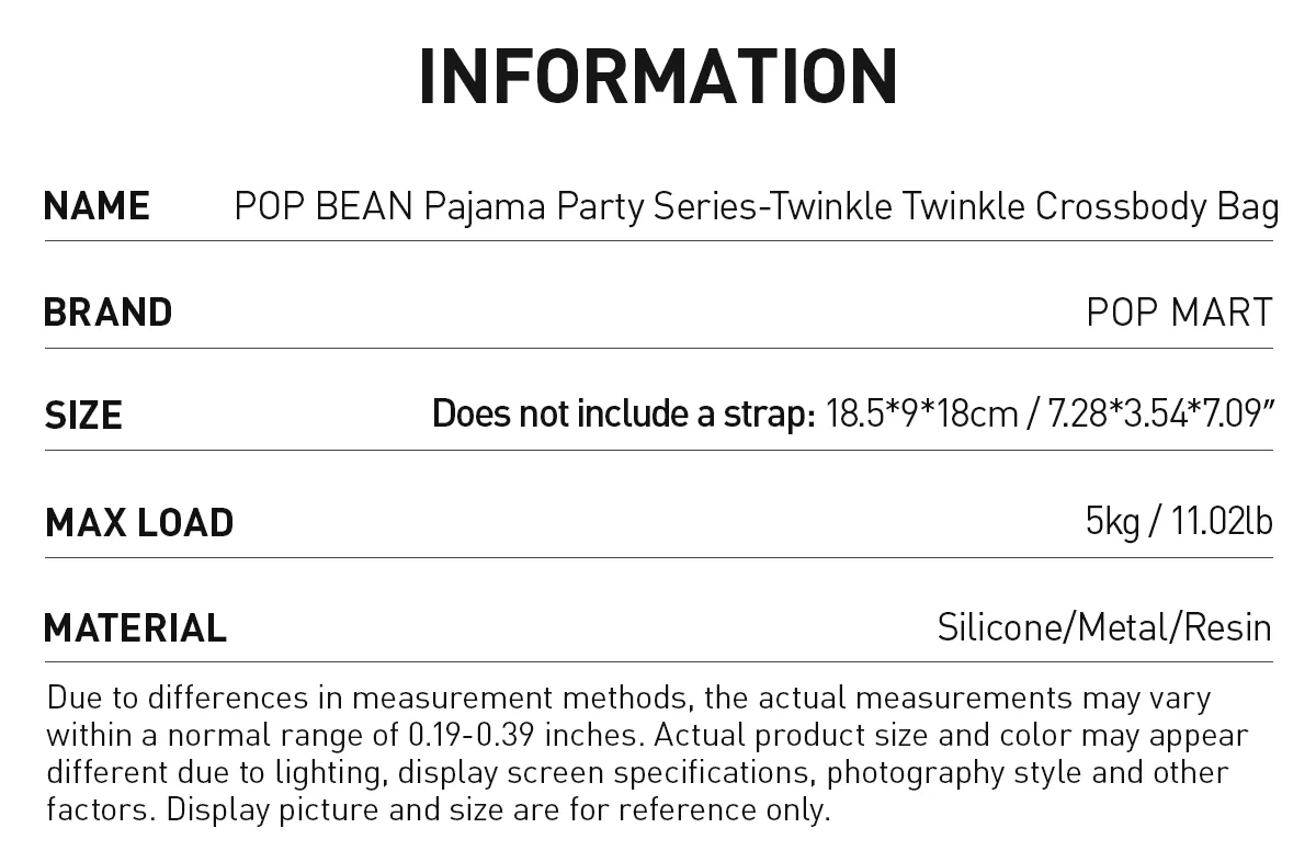 POP BEAN Pajama Party Twinkle silicone crossbody bag